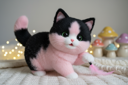 a cute black pink cat